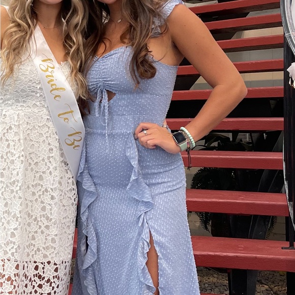 DUSTY BLUE x FLIRTY DRESS - Picture 2 of 5